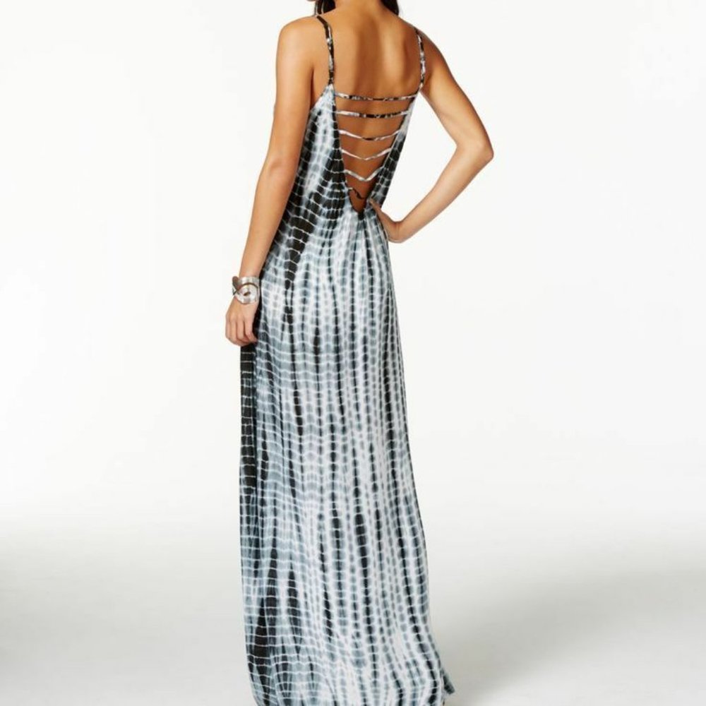 NWT Raviya Swim Swimsuit Cover Up Tie Dye Lattice Back Dress Black Maxi Dress